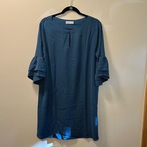 Tickled Teal Women’s Blue Ruffle Sleeve Sheath Dress Size XL